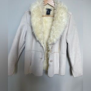 Cream/ivory faux fur coat